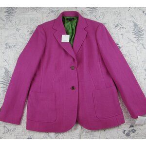 NEW Lands End Women’s Hot Pink Fully Lined Wool Blend Blazer Jacket size 18